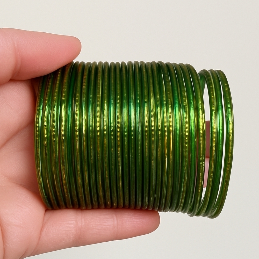 Shiny Green Bangles Set